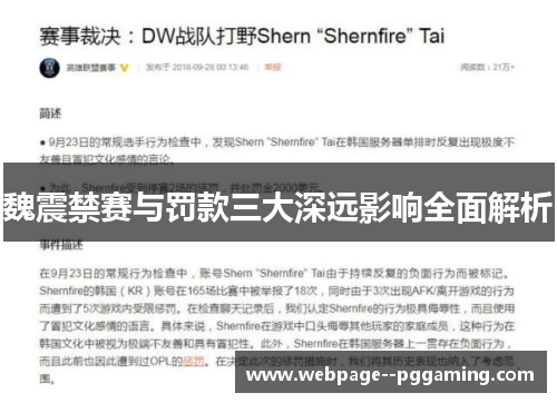 魏震禁赛与罚款三大深远影响全面解析